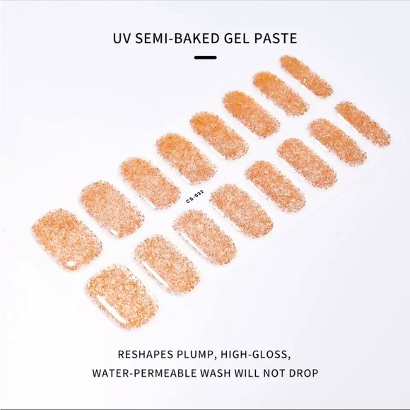 Gold Glitter Adhesive Nail Stickers - Picture 1 of 2